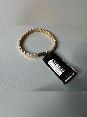 Express Gold circular square Stretch Link Bracelet classy chic